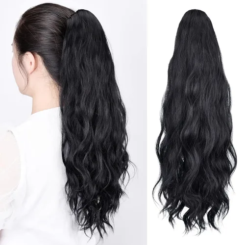 Miniatura 96 de Extensiones de cola de caballo de cabello rubio, extensiones de cola de caballo para mujer, pinza de extensiones de cabello rizado de 12 pulgadas