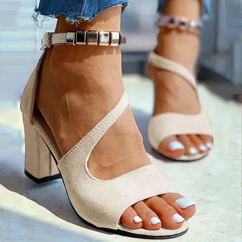 Miniatura 2 de Sandalias de senderismo para mujer, sandalias de cuero, sandalias de verano de moda, sandalias de tacón alto con zapatos brillantes de mujer