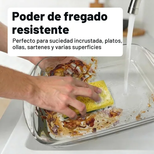 Miniatura 3 de Amazon Basics Esponjas de doble cara resistentes, reutilizables, 4.4 x 2.7 x 0.8 pulgadas, amarillo/verde, paquete de 6