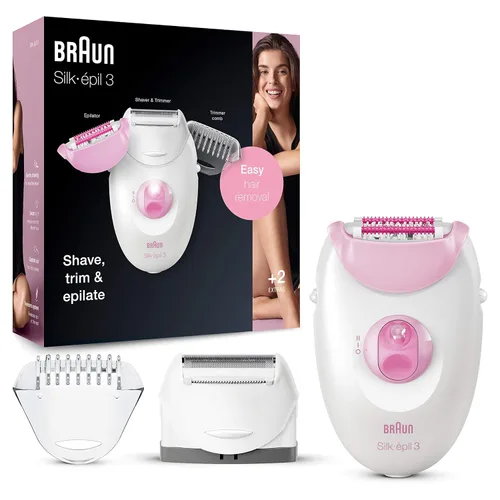 Braun Depiladora Silk-epil 3 3-270, Dispositivo de Depilación, Depiladora para Mujeres, Afeitadora y Recortadora, Depilación