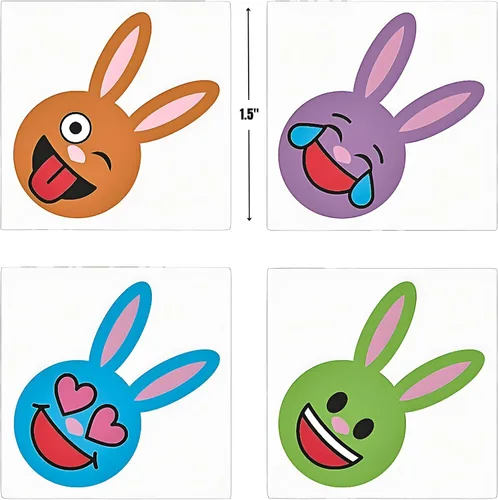 Miniatura 2 de Fun Express Tatuajes temporales de emoji de Pascua para niños, juego de 72 a granel - Relleno de huevos de Pascua y juguetes de cesta