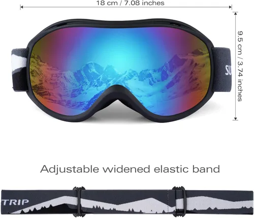 Miniatura 5 de Supertrip Gafas de esquí para hombres y mujeres, antivaho para nieve, protección UV, gafas de snowboard para adultos y jóvenes