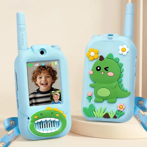 Miniatura 9 de Walkie Talkie para niños con video: paquete de 2 juguetes recargables para niños pequeños con cámara HD y cambiador de voz, juguetes de regalo