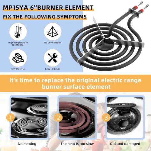 Miniatura 5 de 660532 MP15YA 1500W 4 Bobina Juego de Unidad de Quemador Eléctrico para Superficie de Estufa de 6 Pulgadas Adecuado para Reemplazo de Parte
