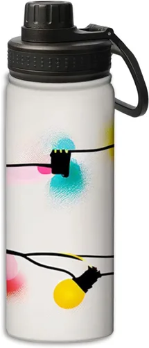 Miniatura 23 de Bunny Rabbit Near Lilac Flowers Pattern - Botella de agua de acero inoxidable de 18 onzas, aislada al vacío, de doble pared, a prueba de fugas