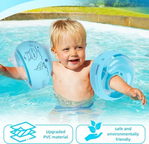 Miniatura 4 de Flotadores inflables de brazo para niños, bandas de brazo de natación rosa y azul para piscina, flotadores de brazo para piscina, alas de agua
