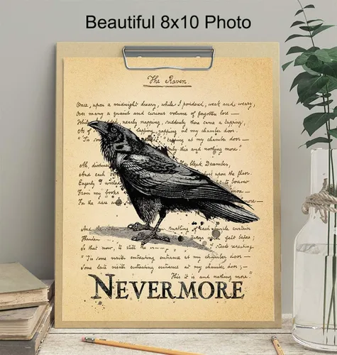Miniatura 3 de The Raven – Nevermore – Regalos de Edgar Allan Poe – Decoración gótica para la habitación – Decoración gótica para el hogar – Poesía espeluznante