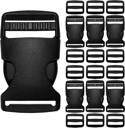 Hebillas para correas de 1 pulgada, paquete de 6 unidades de clip de hebilla de plástico de liberación lateral rápida + clip deslizante de triple