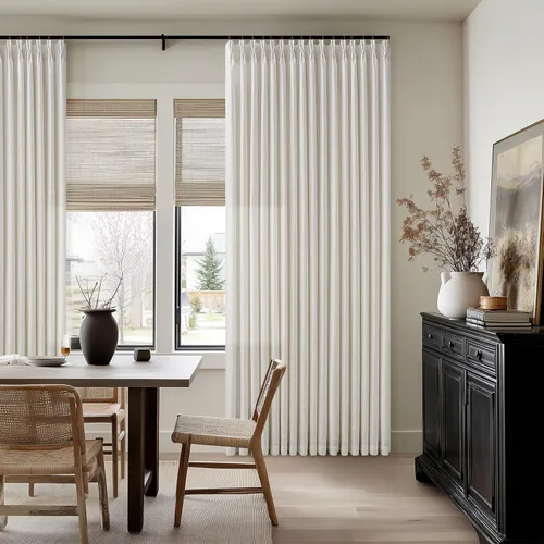 Miniatura 93 de TWODRAPES Cortinas de Lino Plisadas con Pinza Beige Blancas de 54 Pulgadas de Largo 2 Paneles para Comedor Cocina Dormitorio Plisadas Semi