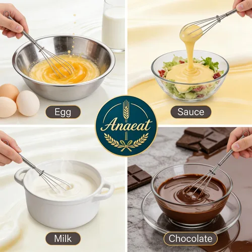 Miniatura 4 de Anaeat Mini batidores de alambre, juego de 2 batidores portátiles de acero inoxidable para cocina y batidor de huevos con alambre grueso, globo 2