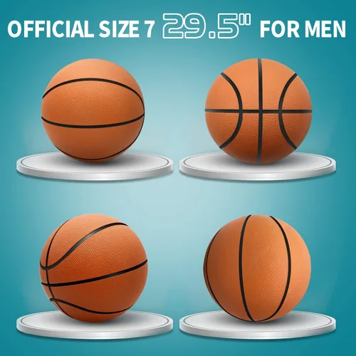 Miniatura 2 de Paquete de 12 pelotas de baloncesto inflables de 29.5 pulgadas, tamaño oficial 7, con inflador para hombres, para exteriores, interiores