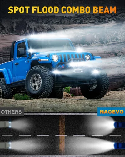 Miniatura 2 de Barra de luz LED NAOEVO de 6 pulgadas, 50 W, 4000 lm, luces antiniebla LED, combo de haz de luz de punto y de inundación para camiones, coches