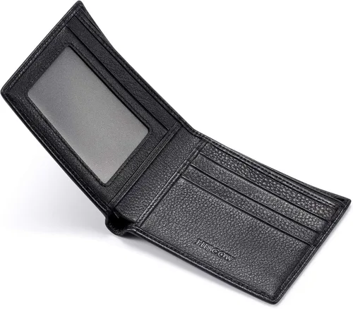 Miniatura 9 de HISCOW Billeteras plegables de cuero de grano completo para hombres, billetera minimalista delgada para hombre, regalos para papá, cumpleaños, día