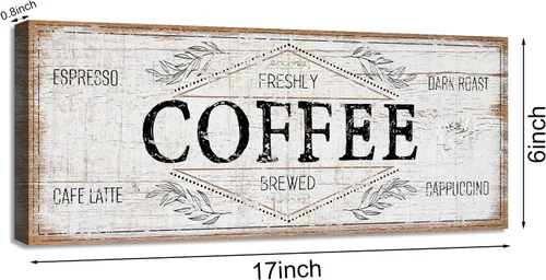 Miniatura 7 de Letrero retro para cafetería, café recién hecho, café con leche, tostado oscuro, capuchino, letrero de lienzo para decoración de bares, casa