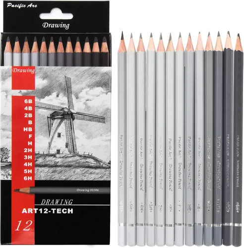 Pacific Arc Lápices de dibujo de grafito prémium para artistas, paquete de tecnología – Lápices profesionales para dibujar, dibujar, dibujar y