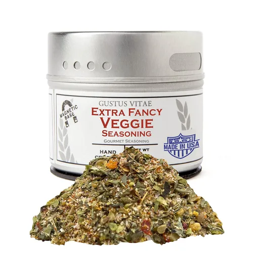 Extra Fancy - Condimento vegetariano auténtico, mezcla de especias gourmet artesanales, sin OMG, 2.2 onzas, lote pequeño, lata magnética. Gustus
