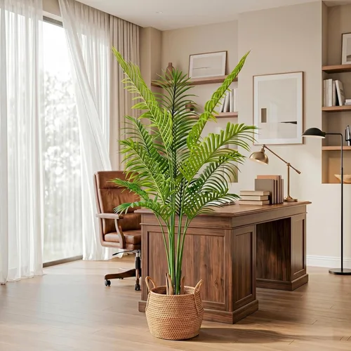 Miniatura 3 de Artificial Palm Tree, ANTING 5FT Tall Faux Palm Tree with Black Base Pot, Artificial Plants with Lifelike Leaves for Outdoor Indoor Home Living Room