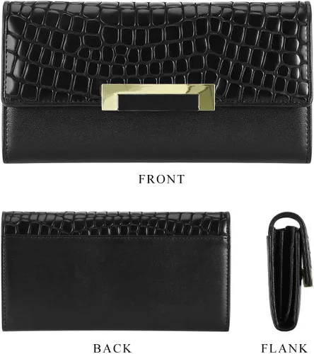 Miniatura 6 de HAWEE Trifold Wallet para mujer Cuero Genuino Elegante Femenino Tarjeta de Crédito Tarde Bolso de Embrague HW-CS-AX512-1