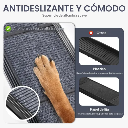 Miniatura 3 de Rampa para perros para automóvil de 63 pulgadas de largo y 17 pulgadas de ancho, rampas portátiles para perros grandes con superficie de alfombra