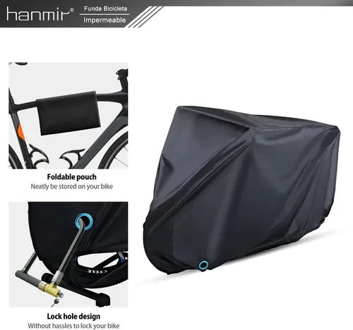 Miniatura 5 de Cubierta para bicicleta, cubierta impermeable para bicicleta al aire libre con agujero de bloqueo para bicicletas de montaña y de carretera