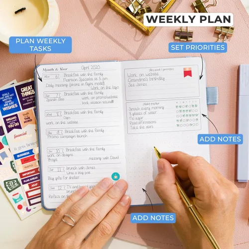 Miniatura 3 de GoGirl Agenda y organizador para mujer – Agenda semanal de bolsillo, diario de objetivos y agenda para gestión del tiempo y productividad. Sin fecha