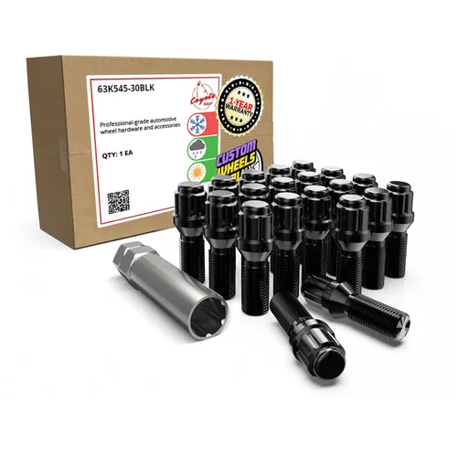 Miniatura 21 de Wheel Accessories Parts 20 pernos de rosca M12 x 1.5 12 x 1.5 para asiento de bellota, acabado cromado, vástago de 1.181 in de longitud, llave