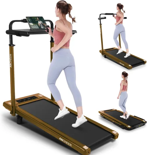Miniatura 26 de ANCHEER Cinta de correr con inclinación del 12%/15%, almohadilla plegable con barra de asa, capacidad de 320-450 libras debajo del escritorio, Rojo