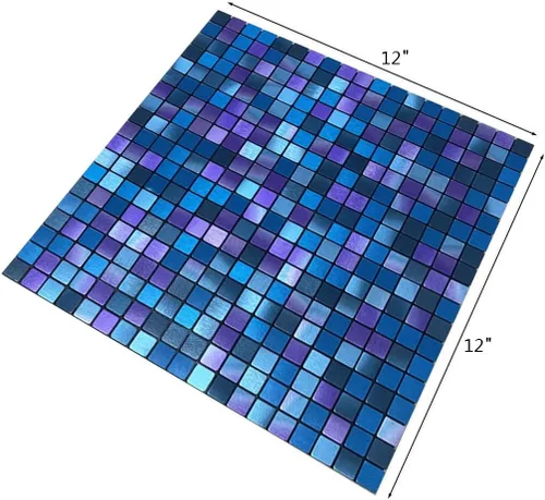 Miniatura 3 de XUANINY Azulejos adhesivos despegables para protección contra salpicaduras para cocina, baño, chimenea, mosaico de aluminio metálico autoadhesivo
