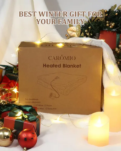 Miniatura 7 de CAROMIO Manta eléctrica con calefacción, manta de calentamiento rápido con estampado de vaca con controlador LCD, 6 niveles de calor y apagado