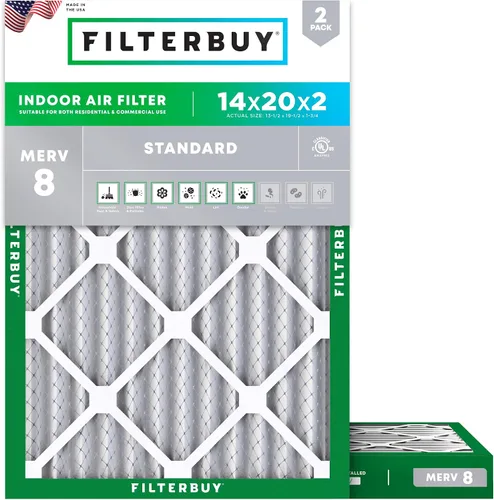 Miniatura 102 de Filterbuy Filtro de aire MERV 8 de 8 x 14 x 1 pulgadas para defensa contra el polvo y las alergias (paquete de 2), filtros electrostáticos plisados