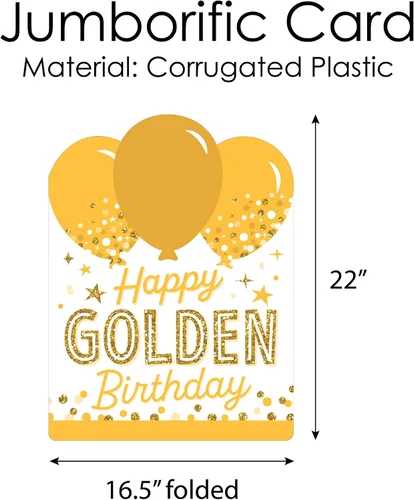Miniatura 4 de Big Dot of Happiness Golden Birthday – Tarjeta de felicitación gigante de feliz cumpleaños – Tarjeta jumborifica de forma grande – 16.5 x 22 pulgadas