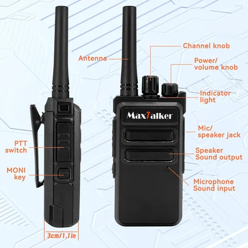 Miniatura 9 de MaxTalker Walkie Talkies MT-5X de largo alcance para adultos, radios FRS Walkie Talkie con auricular de conducto, Walkie Talkies batería de carga