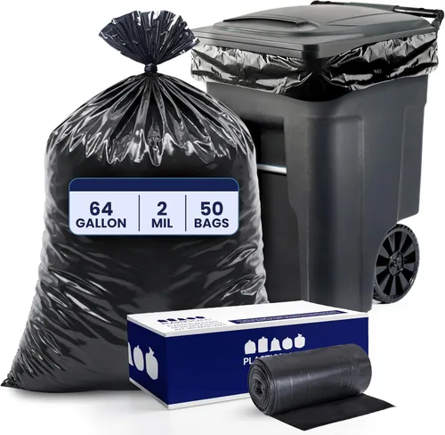 Miniatura 10 de Bolsas de basura de 64 galones para cubo, negras, 1,5 ml, 50 x 60, 50 bolsas) por caja