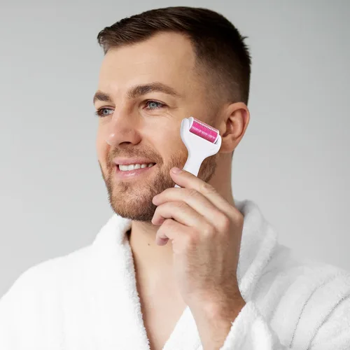Miniatura 5 de YaFex Derma Roller para cara y cuerpo - Kit de rodillo de microagujas de titanio 6 en 1, rodillo de microagujas, 300 y 720 agujas de 0.010 in, 1200