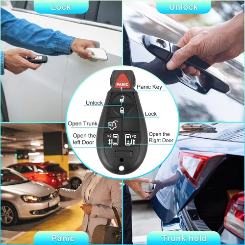 Miniatura 3 de X AUTOHAUX Llave de repuesto para automóvil M3N5WY783X 433Mhz para Dodge Grand Caravan para Chrysler Town and Country 6 botones con llave de puerta
