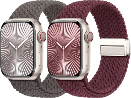 Miniatura 26 de Bandas elásticas trenzadas con cierre magnético compatibles con Apple Watch de 1.496 pulgadas, 1.575 pulgadas, 1.614 pulgadas, 1.654 pulgadas, 1.732