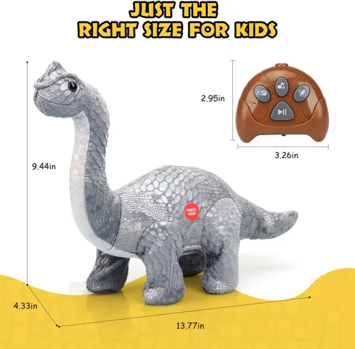 Miniatura 7 de TOY Life Dinosaurios a control remoto – Electrónico para caminar, brontosaurio de peluche y animal de peluche, dinosaurio RC regalo para niños de 3