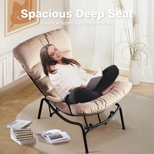 Miniatura 9 de ovios Mecedora con otomana, reclinable deslizante con reposapiés, sillón de acento perezoso con cómodo cojín para sala de estar, dormitorio