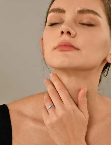 Miniatura 3 de YL Anillos de compromiso de plata de ley 925 de 0.197 in de corte redondo con piedra natal infinito para mujer