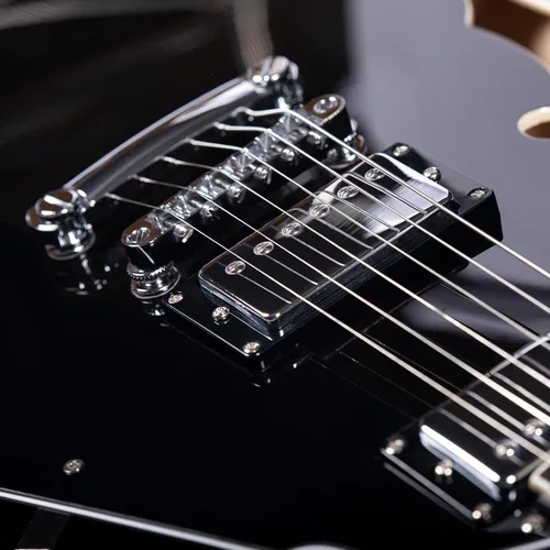Miniatura 5 de Redid Guitarra eléctrica de cuerpo semihueco RD-100 Guitarra de jazz con agujero F, cuello de arce, pastillas humbucker (negro)
