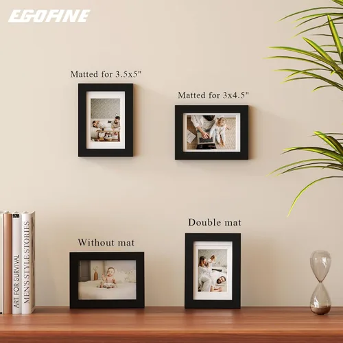 Miniatura 5 de Egofine - Juego de 6 portarretratos de 10 x 15 cm, hechos de madera maciza cubiertos por plexiglás 8 x 12 cm y 9 x 13 cm con paspartú o 10 x 15 cm