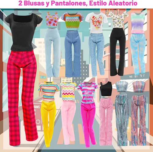 Miniatura 5 de BARWA 11 juegos de ropa de muñeca que incluyen 2 vestidos de lentejuelas, 5 vestidos florales de sirena, 4 trajes casuales tops y pantalones