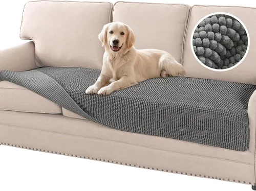 Miniatura 10 de Flamingo P Funda de cama de felpilla para perro, funda gruesa para sofá biplaza para perros, lavable, protector antideslizante para sofá de 2