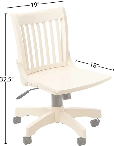Miniatura 3 de OSP Designs Silla de madera Deluxe, sin reposabrazos, silla de escritorio con asiento de madera, color blanco antiguo, Madera, Blanco antiguo