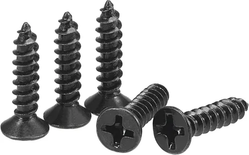 Miniatura 14 de uxcell M3.5 x 12mm Tornillos para madera con cabeza plana Phillips de acero al carbono autorroscantes negros 200 piezas
