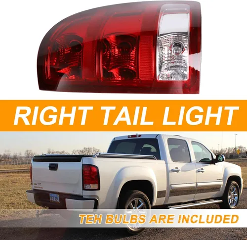 Miniatura 7 de Luz Trasera Compatible con 2007-2014 GMC Sierra 1500 2500HD 3500HD Luz de Freno, Señal, Bombilla # 25958485 GM2801208 del Lado Derecho del Pasajero