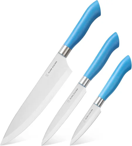 Miniatura 16 de Dura Living Juego de 5 cuchillos de cocina de corte ecológico, cuchillas de acero inoxidable de alto carbono con asas ergonómicas ecológicas, Gris