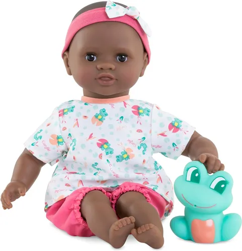 Corolle Mon Premier Poupon Bath Baby Alyzee - Muñeca de baño con animales de baño, ojos dormidos, fragancia de vainilla, vestidos extraíbles, 11.8