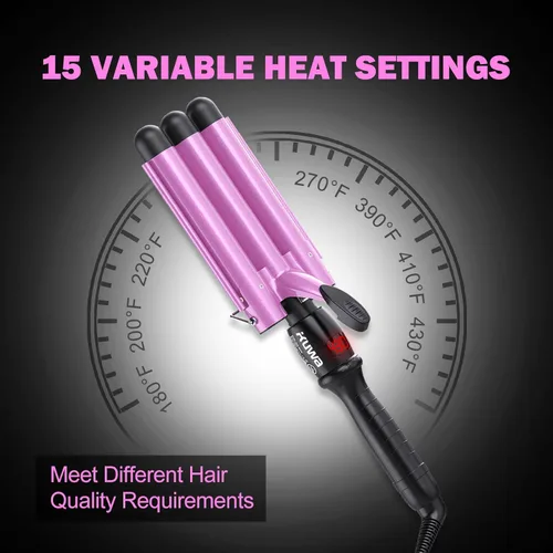 Miniatura 3 de kuwa 15 Rizador de Temperatura Variable para Cabello, Rizador de 3 Barriles, Ondulador de Cabello para Mujeres, Herramienta para Cabello WaverHair