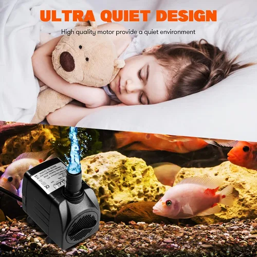 Miniatura 7 de Simple Deluxe Bomba de agua sumergible de 400 GPH con entrada ajustable, bomba de agua de fuente duradera de 30 W para pecera, hidroponía, fuentes